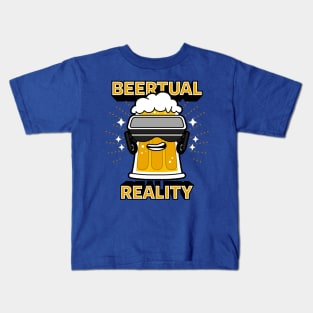 Funny Kawaii Beer Cartoon Virtual Reality Gamer AI Gift For Beer Drinkers Kids T-Shirt